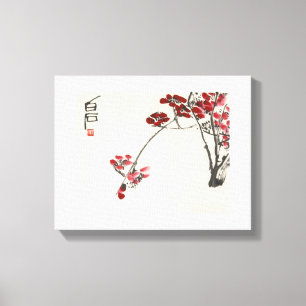 Alte China Malerei-Qi Baishi-Rotes Wintersweet Leinwanddruck