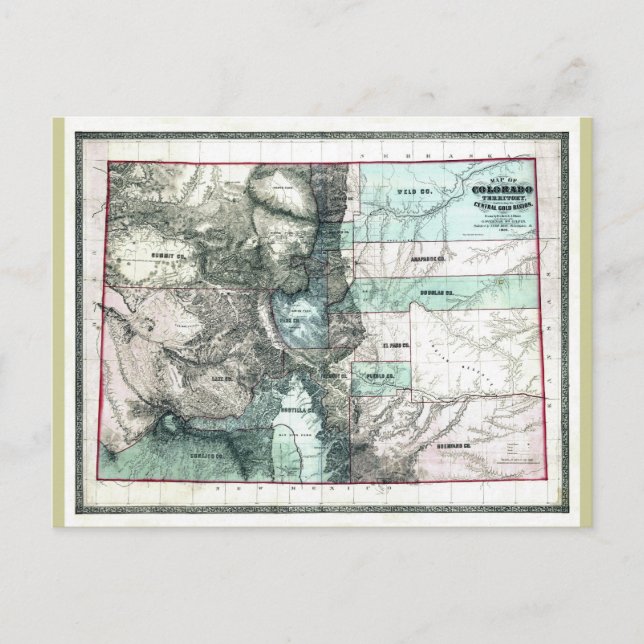 Alte Colorado Karte 1862 (Vorderseite)