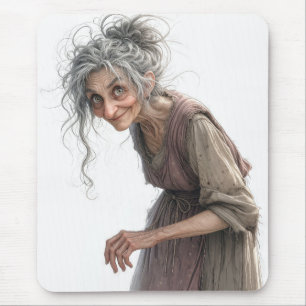 Alte Dame in verblasster Kleidung Mousepad