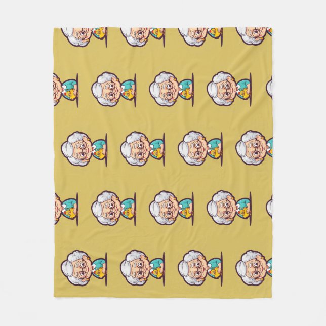 Alte Dame mit Hühnerdecke Fleecedecke (Vorderseite)