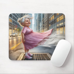 Alte Dame Stehend auf einem Straßenturm Mousepad
