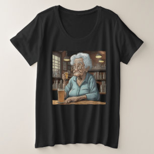 Alte Dame trinkt ein Fassbier und einen Shot Große Größe T-Shirt