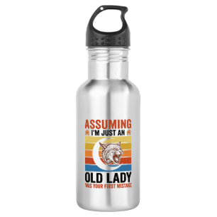 Alte Dame Wildcat Vintage Lustiges Shirt Design_1 Edelstahlflasche