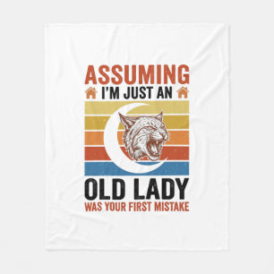 Alte Dame Wildcat Vintage Lustiges Shirt Design_1 Fleecedecke