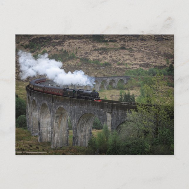 Alte Dampfbahn auf Glenfinnan Viadukt Postkarte (Vorderseite)
