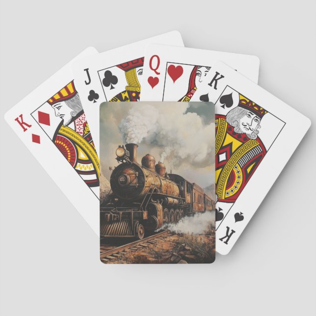 Alte Dampflok Spielkarten (Rückseite)