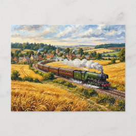 Alte Dampflokomotive Landschaft Weizenfeld Postkarte