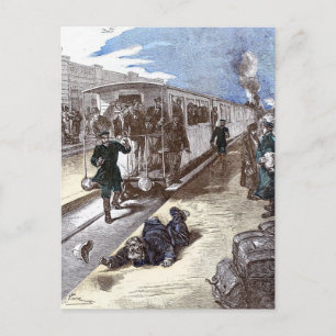 Alte Dampflokomotive Leon Bennet Illustration Postkarte