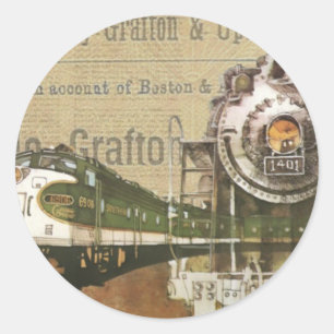 Alte Dampflokomotive Zug Dampfmaschine Eisenbahn Runder Aufkleber