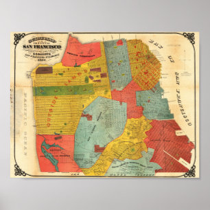 Alte detaillierte Karte von San Francisco 1876 Poster
