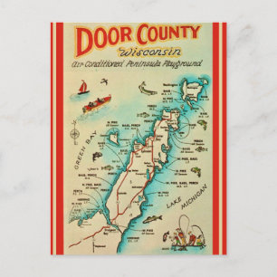 Alte Door County Fischkarte  Postkarte