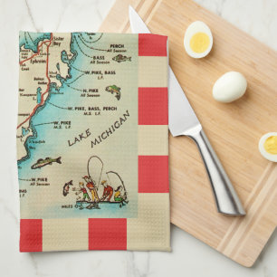 Alte Door County Karte Postkarte Geschirrtuch