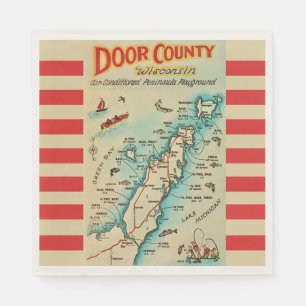 Alte Door County Karte Postkarte Serviette