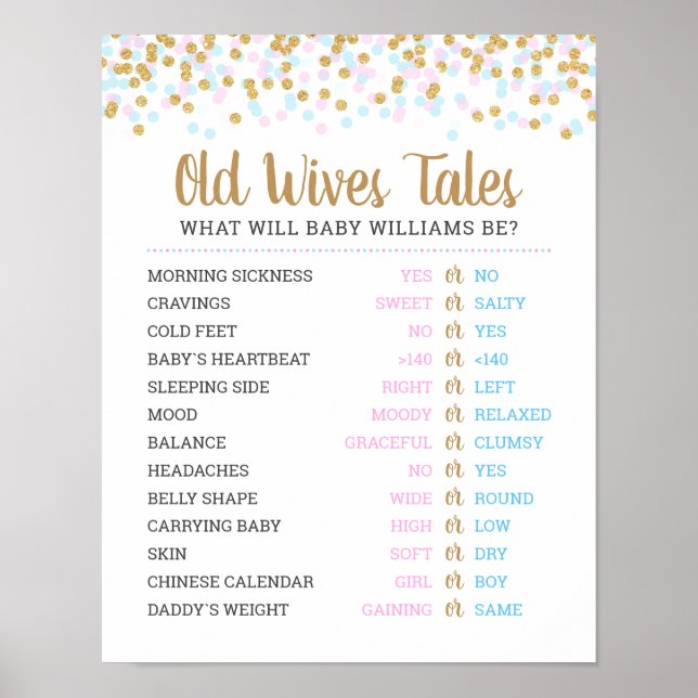Alte Ehefrauen schildern das Baby Gender Reveal Ga Poster (Vorne)