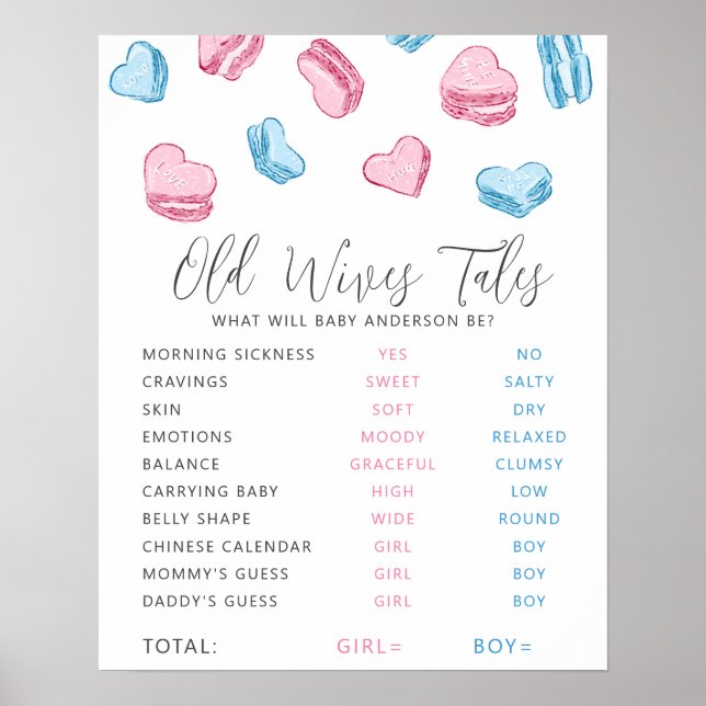 Alte Ehefrauen Tales Pink Blue Hearts Zeichen Poster (Vorne)