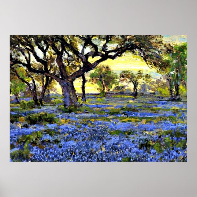 Alte Eiche und Bluebonnets - Onderdonk Kunst Poster (Vorne)