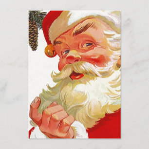 Alte Einladungen Vintage Weihnachtsmann Beckoning
