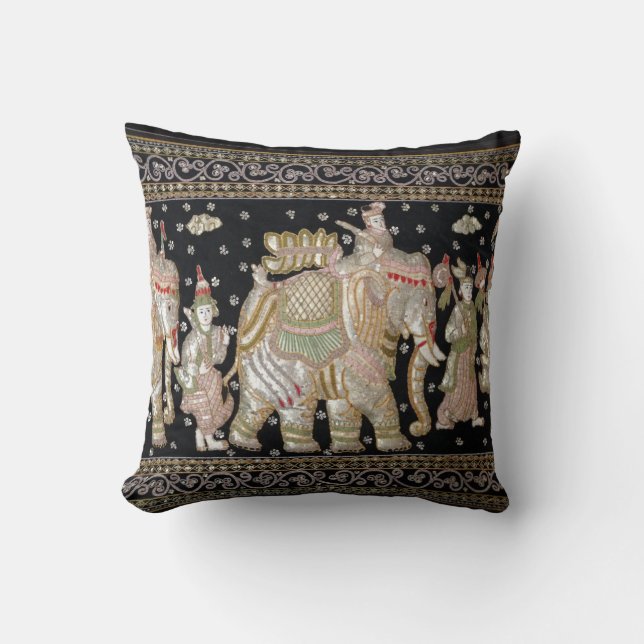 Alte Elefant-Tapisserie Kissen (Vorderseite)