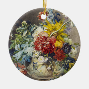Alte elegante Blumengartenmalerei im botanischen S Keramik Ornament