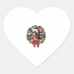 Alte englische Bulldog Weihnachtsfeier Dekoration  Herz-Aufkleber