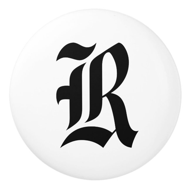 Alte englische mit Monogramm Fach-Griffe Keramikknauf (Vorderseite)