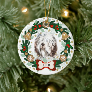 Alte englische Schafe Hunde Weihnachten Keks Tod Keramik Ornament