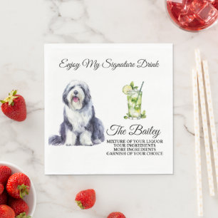 Alte englische Schäferhund-Hochzeitssignature-Getr Serviette