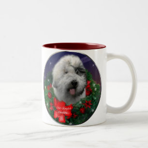 Alte englische Schäferhund-Weihnachtsgeschenke Zweifarbige Tasse