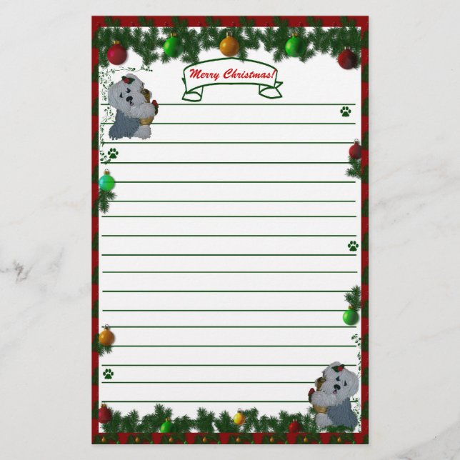 Alte englische Schäferhundfrohe Weihnachten Briefpapier (Vorderseite)