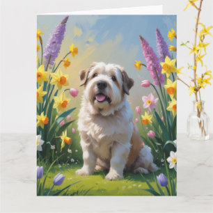 Alte englische Schafhunde Frühlingsblumen Malerei Karte