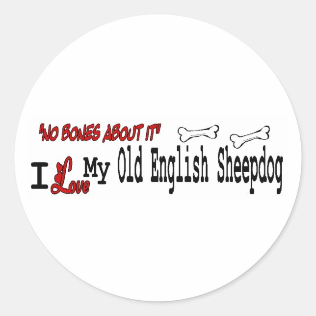 Alte englische Schafhunde (I-Liebe) Aufkleber (Vorderseite)