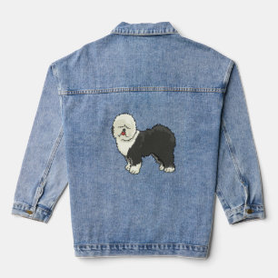 Alte englische Schafhündin, mein Freund Jeansjacke