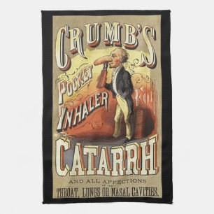 Alte Etikettenkunst, Crumb's Taschen-Asthma-Inhala Geschirrtuch