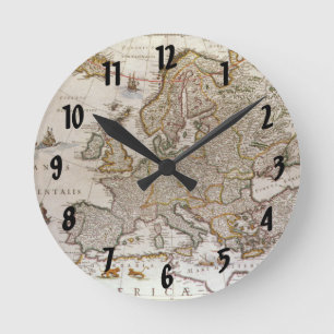 Alte Europakarte von Willem Jansz Blaeu, um 1617 Runde Wanduhr