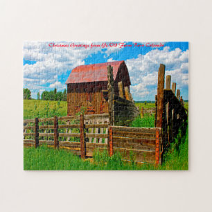 Alte Farm-Scheune Colorado. Weihnachtsgrüße