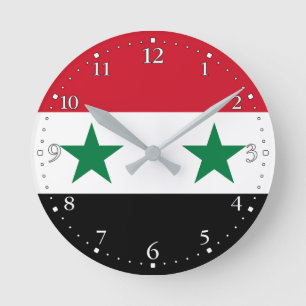 Alte Flagge Syriens Runde Wanduhr