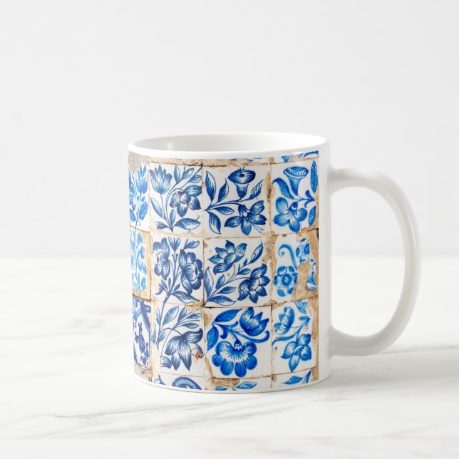 alte Fliese PO Portugals blauer Dekoration Kaffeetasse (Rechts)