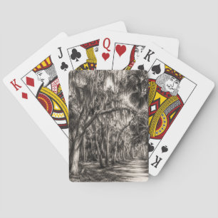 Alte Florida-Eiche-Hammock Graphit-Skizze Rockle Spielkarten