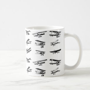 Alte Flugzeuge in Schwarzweiß, alte Flugzeuge Kaffeetasse