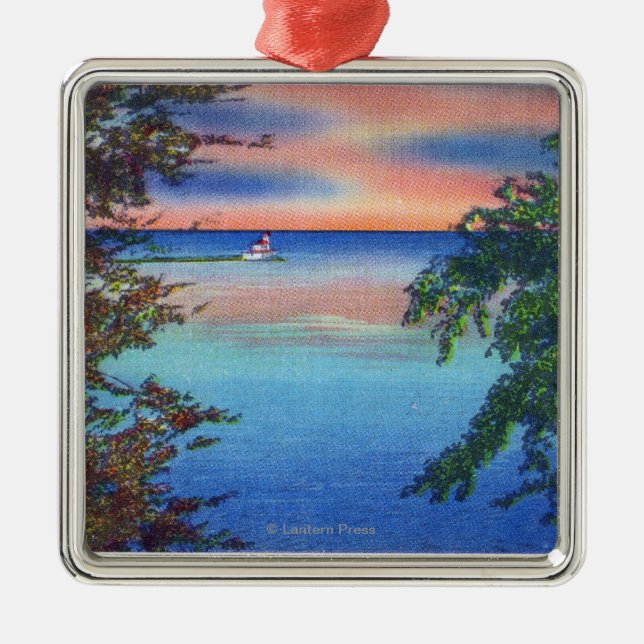 Alte Fort-Ontario-Sonnenuntergang-Ansicht vom Silbernes Ornament (Vorne)