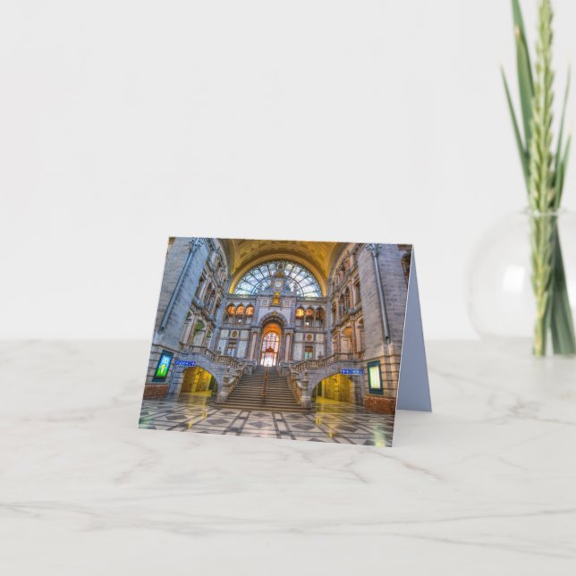 Alte Foto-Anmerkung Zug-Stations-Antwerpens Karte (Vorderseite)
