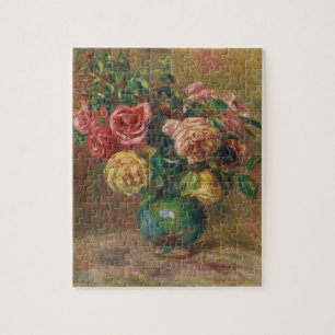 Alte französische Blumen-Ölmalerei von Renoir
