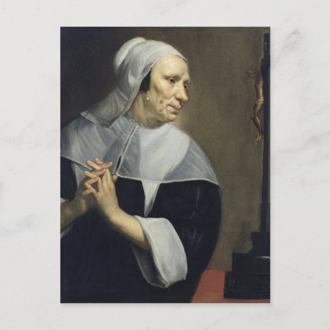 Alte Frau beten Postkarte (Vorderseite)