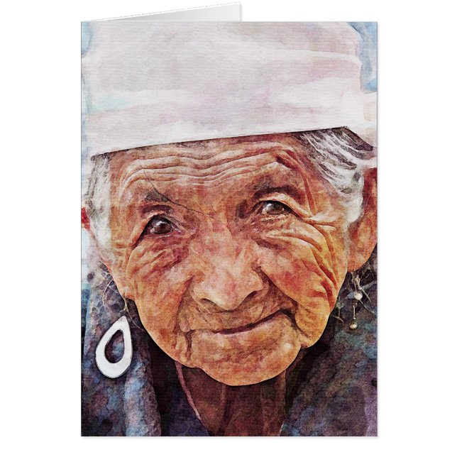 Alte Frau coole Watercolorporträtmalerei (Vorne)