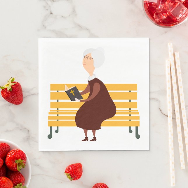 Alte Frau, die die Bibel liest Serviette (Von Creator hochgeladen)