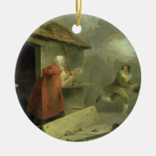 Alte Frau, die einen Stock an einem Jungen, 1793 Keramikornament