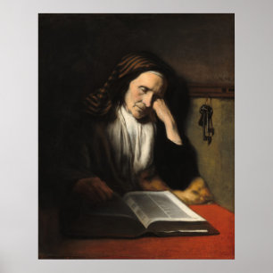 Alte Frau Dozing - Nicolaes Maes Fine Art Poster