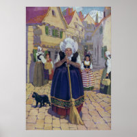 Alte Frau, Katze und Kinderzimmer im Zimmer Rhyme