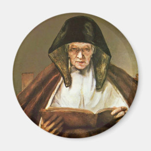 Alte Frau lesend, von Rembrandt Harmensz. Van Magnet