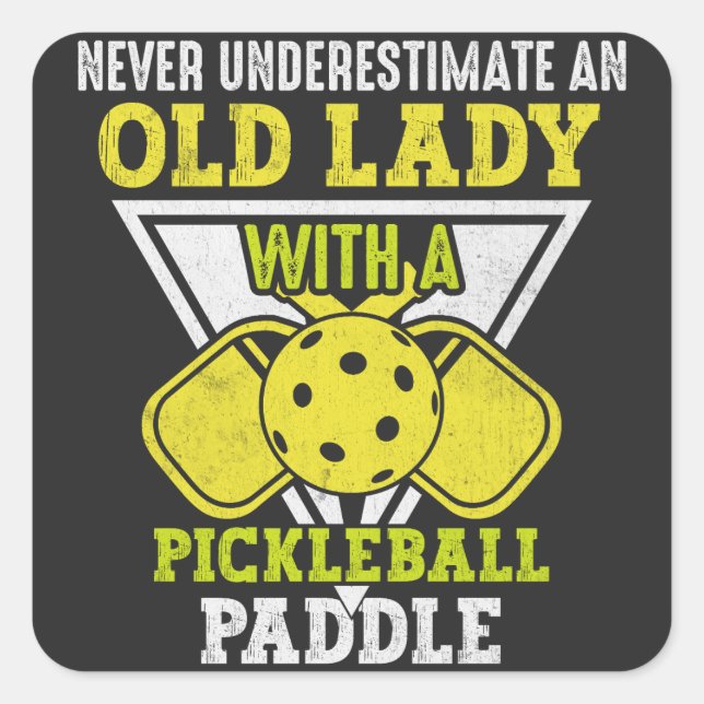 Alte Frau Liebe Pickleball Sport, Funny Pickleball Quadratischer Aufkleber (Vorderseite)
